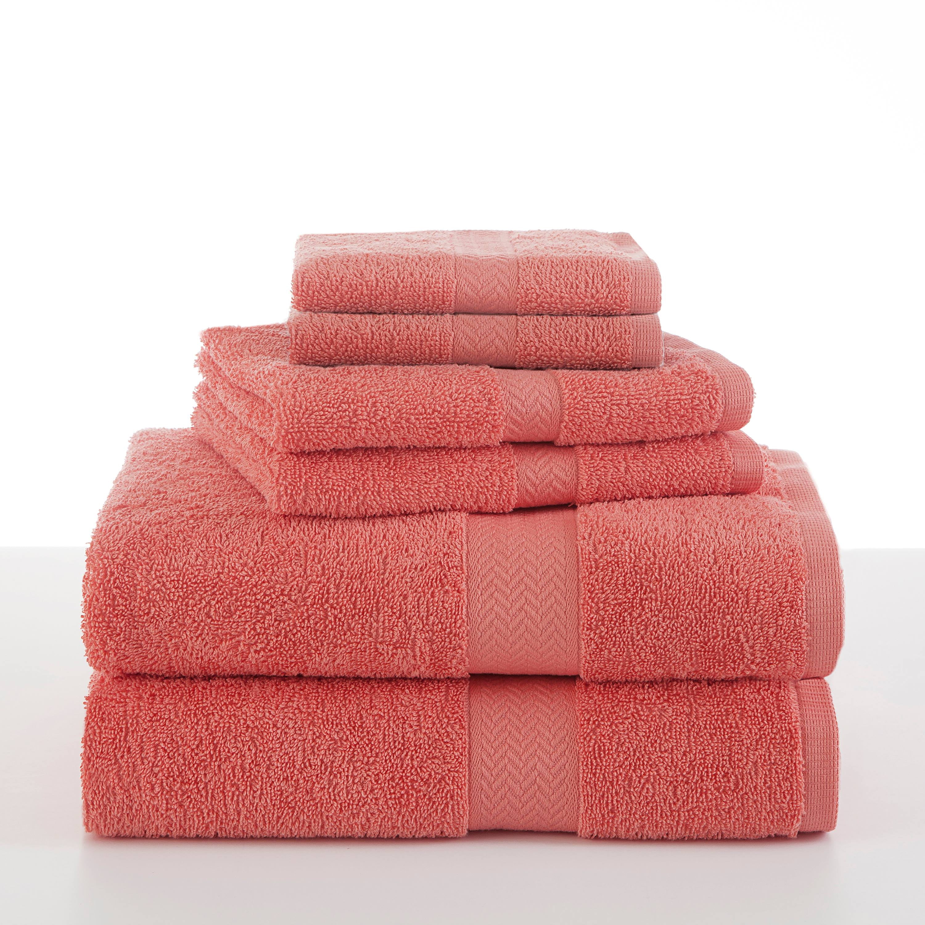 The Clean Store 6-Piece Pink Diamond Cotton Bath Towel Set (2-Bath Towels 2-Hand Towels and 2-Washcloths)