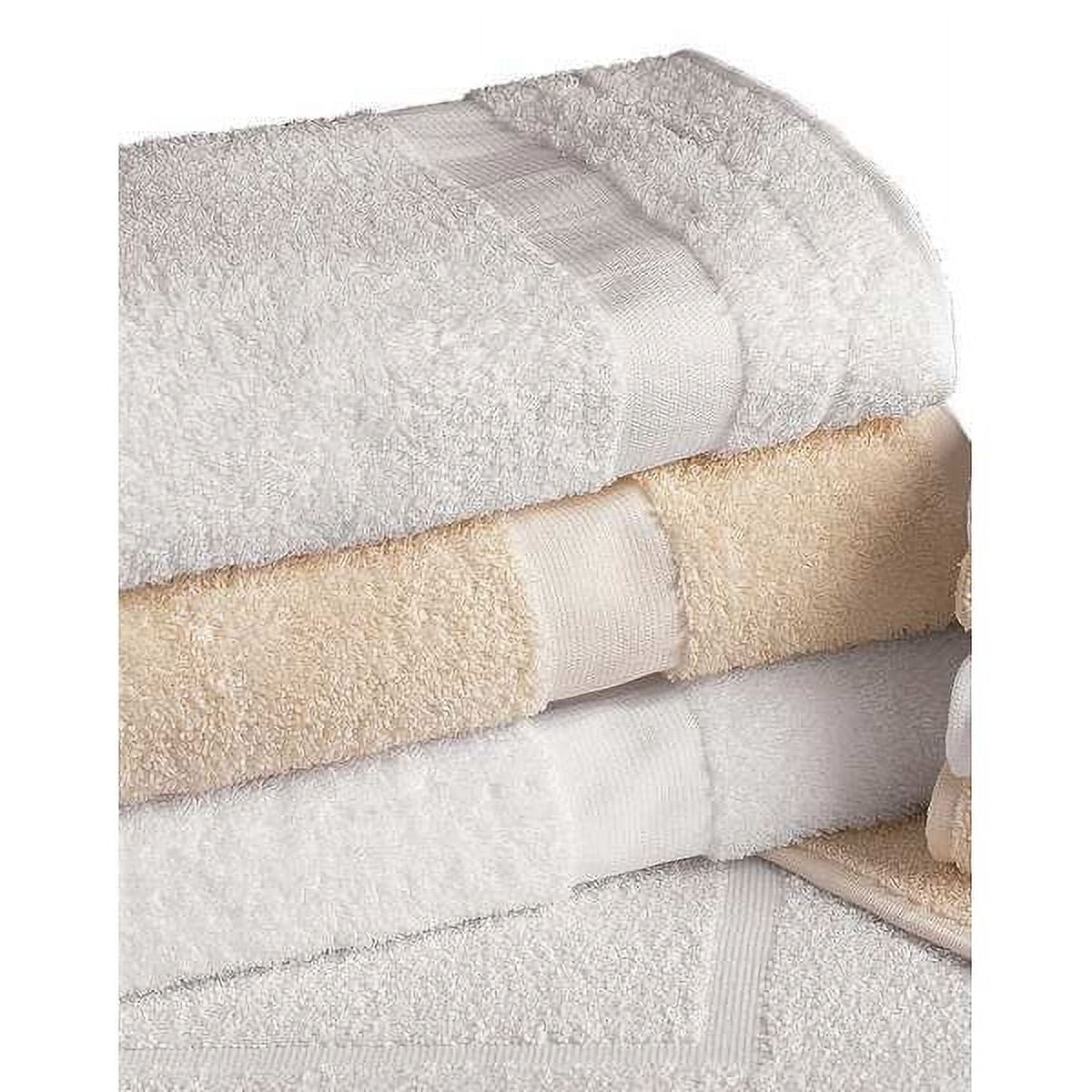 White and Beige Cotton Blend Terrycloth Bath Towels Set