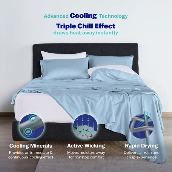 Martex brrr° King Cooling Pillowcase Pair | 300TC Cotton Blend | Blue