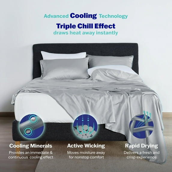 Martex brrr° King Cooling Pillowcase Pair | 300TC Cotton Blend | Gray