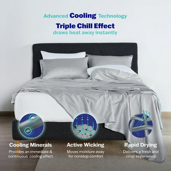 Martex brrr° Standard Cooling Pillowcase Pair | 300TC Cotton Blend | Gray