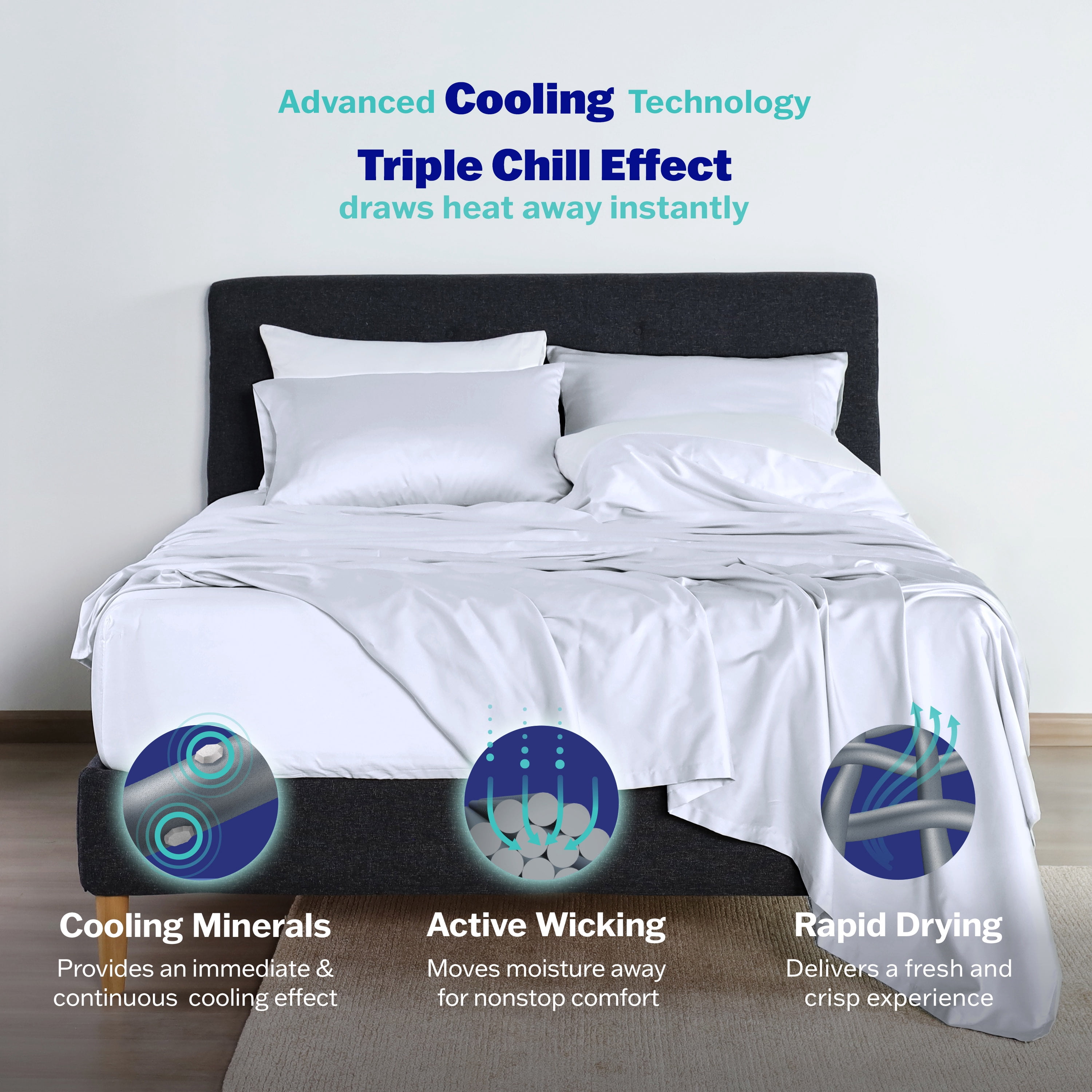 Martex brrr° Standard Cooling Pillowcase Pair | 300TC Cotton Blend | White