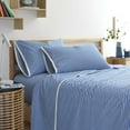 thumbnail image 1 of Martex Clean AF Antimicrobial Pinstripe Sheet Set, White/Blue, Full, 1 of 5