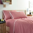 thumbnail image 1 of Martex Clean AF Antimicrobial Pinstripe Sheet Set, White/Red, Twin, 1 of 5