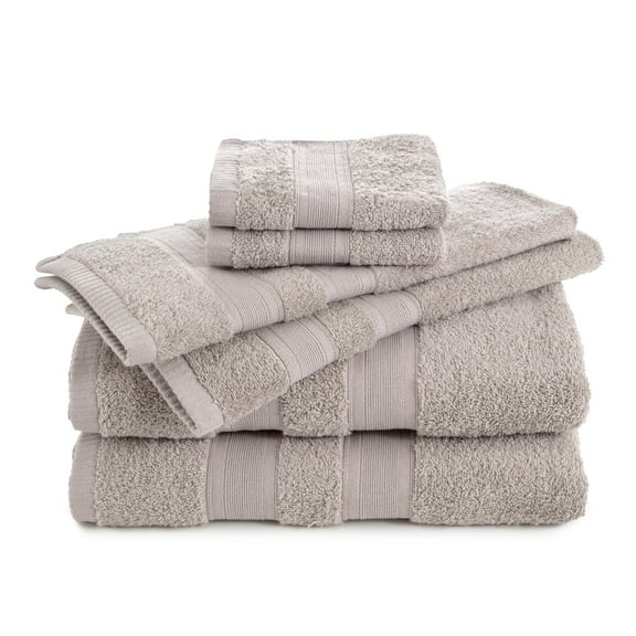 Martex Clean Essentials 6-Piece Cotton Towel Set, Low Lint & Highly Absorbent, Sand