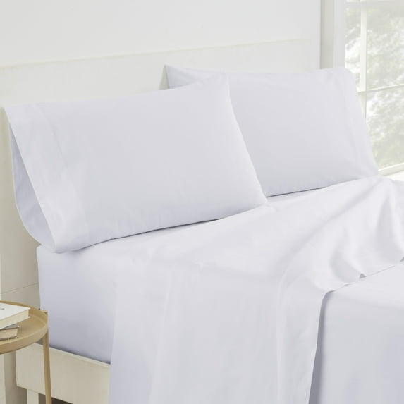 Martex Color Solutions Transitional/Traditional/Contemporary 225 Thread Count White Solid Print Cotton Sheet Sets, King, 4 Pieces