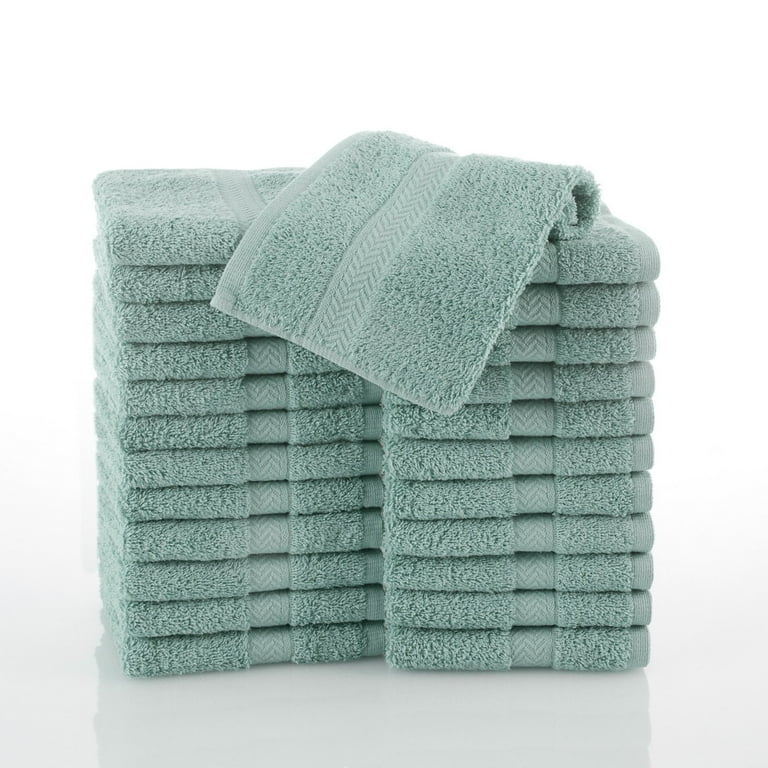 Martex Commercial Cotton 24 PC Washcloth Set in Aqua Walmart
