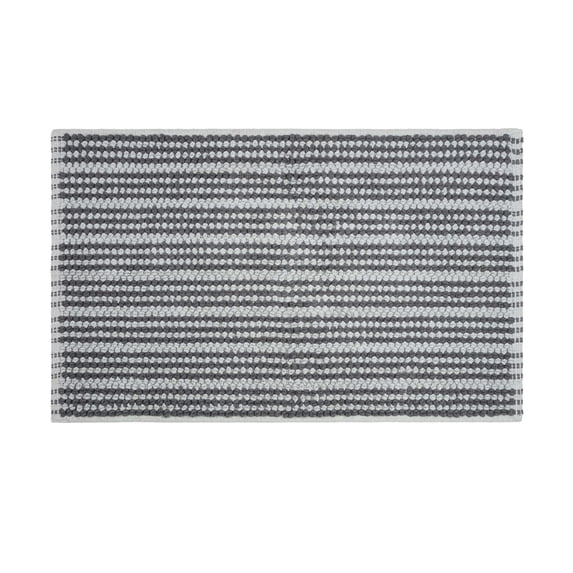 Martex Restore Stripe Cotton Bath Rug, 20" x 32", Charcoal