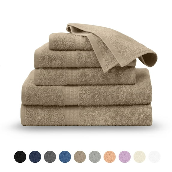 Martex Easy Living 6-Piece Cotton Towel Set, Soft & Quick-Dry Towels, Beige