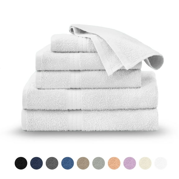 Martex Easy Living 6-Piece Cotton Towel Set, Soft & Quick-Dry Towels, White