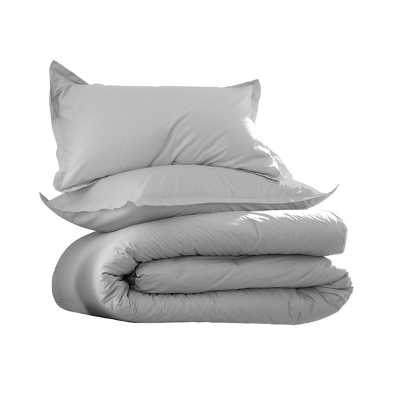 Martex EcoPure 3-Piece Organic Cotton Light Grey Solid Comforter Set, King – Comfort Wash