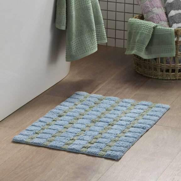 Martex Expression Sculpted Bath Rug, Sky Blue/Sage