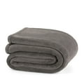 thumbnail image 1 of Martex Gray Solid Microfiber Plush Bed Blanket, Full, Washable, 1 of 6