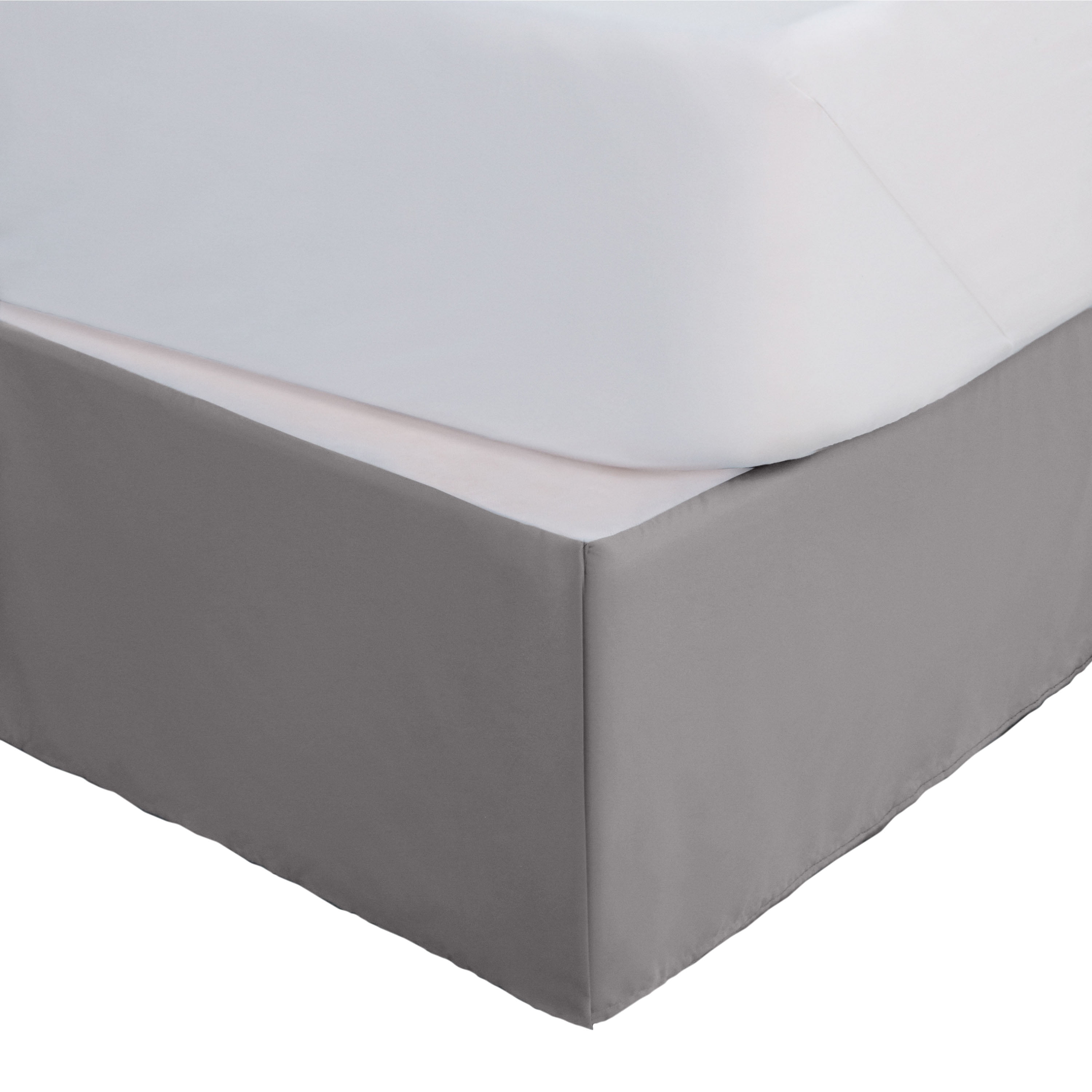 Martex King Bed Skirt | Inverted Pleat Microfiber | 15" Drop Easy Care | Gray