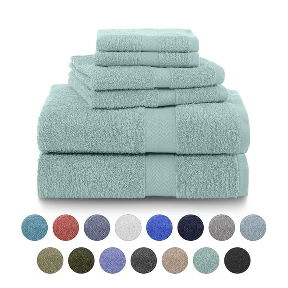 Martex 6-Piece 100% Ringspun Cotton Towel Set, Quick Dry Soft & Absorbent, Light Blue