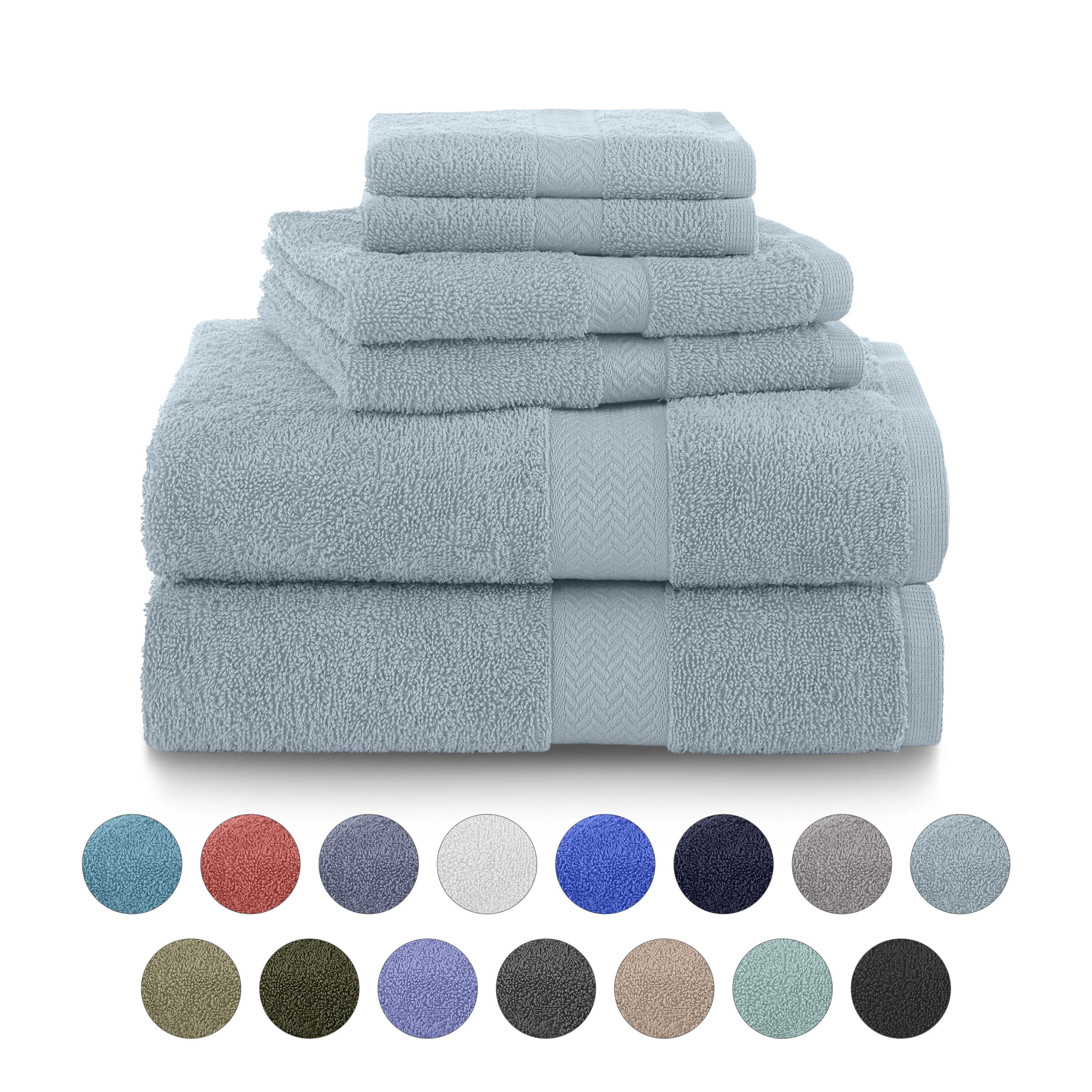 Martex Luxury 6-Piece 100% Ringspun Cotton Towel Set - Highly Absorbent, Soft, 500 GSM (Blue)