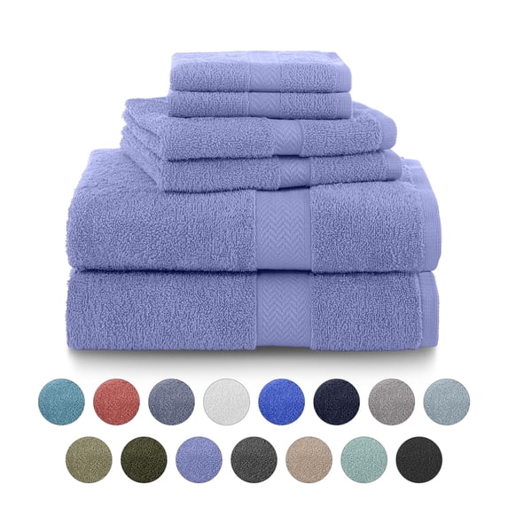 Martex 6-Piece 100% Ringspun Cotton Towel Set, Quick Dry Soft & Absorbent, Lavender