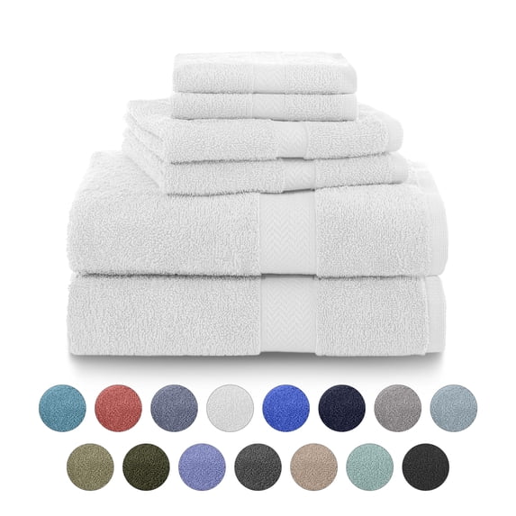 Martex 6-Piece 100% Ringspun Cotton Towel Set, Quick Dry Soft & Absorbent, White