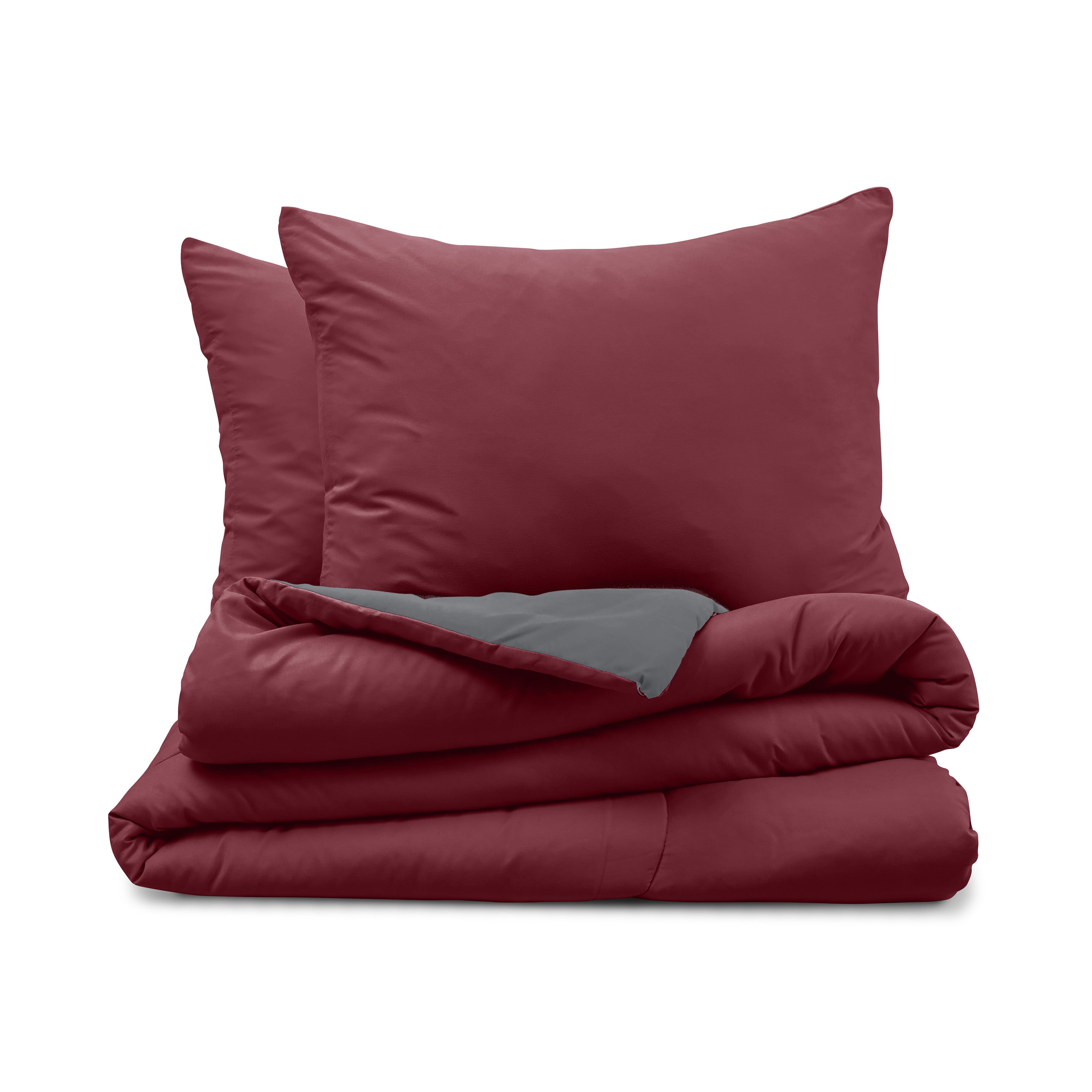 Martex 2-Piece Twin Reversible Comforter Set | Super Soft Lightweight | Burgundy/Grey