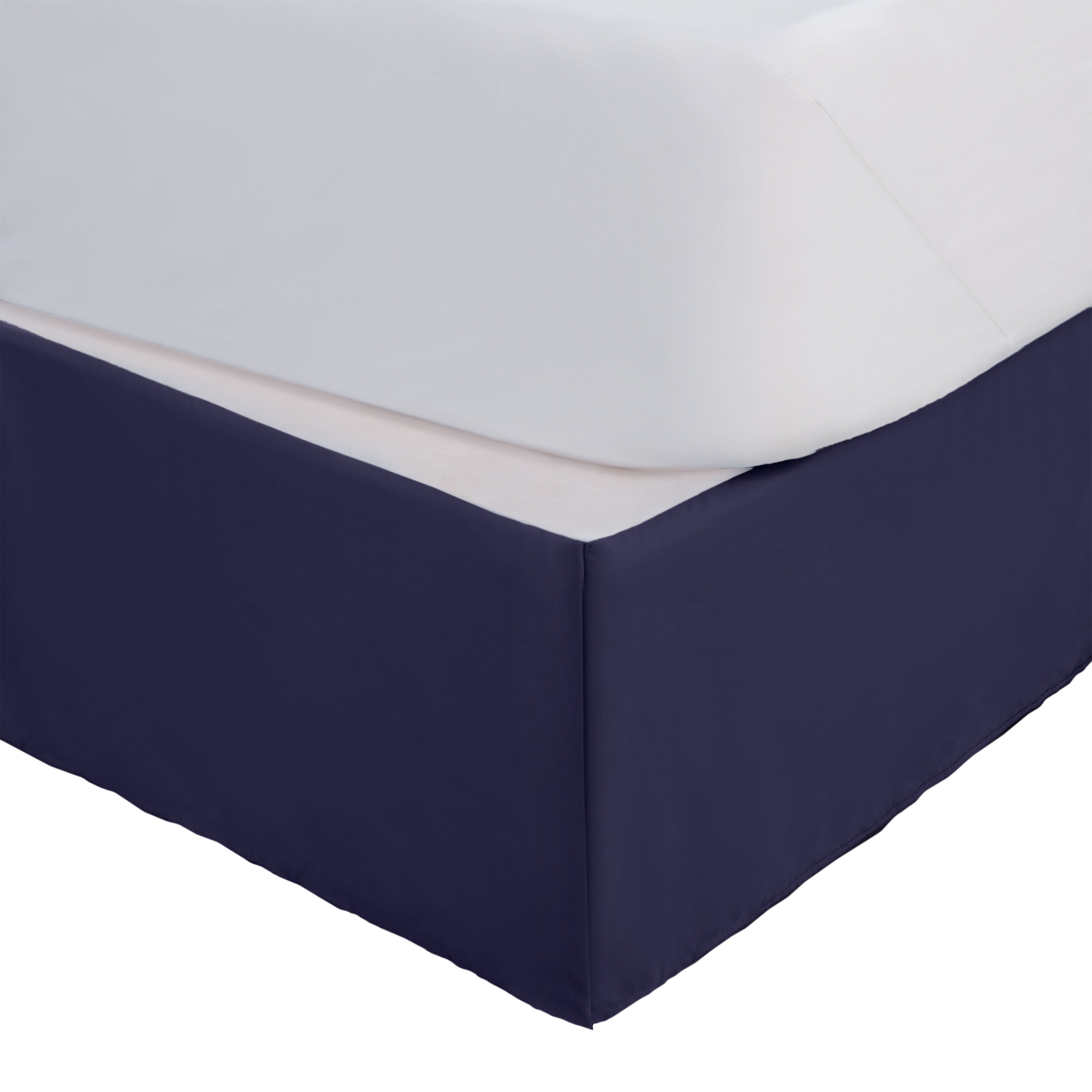 Martex Queen Bed Skirt | Inverted Pleat Microfiber | 15" Drop Easy Care | Navy