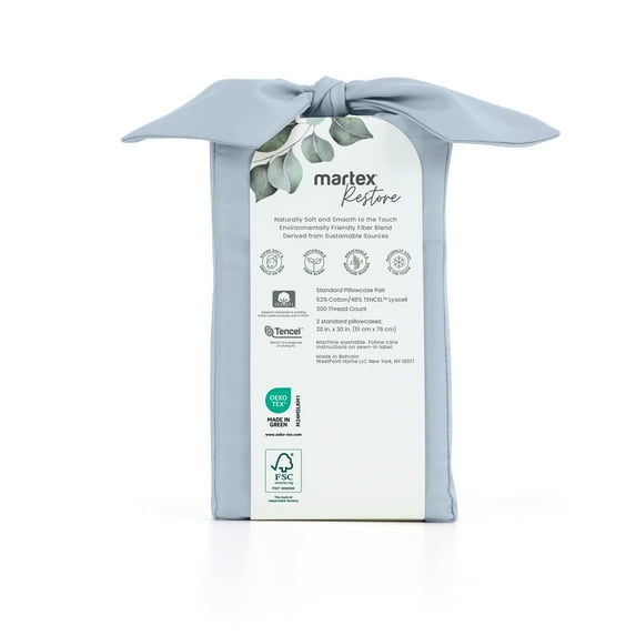 Martex Restore Cooling Pillowcase Set, Standard, Blue