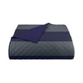 thumbnail image 1 of Martex Full/Queen Reversible Coverlet | Lightweight Soft Easy Care Quilt | Rugby Stripe/Navy, 1 of 8