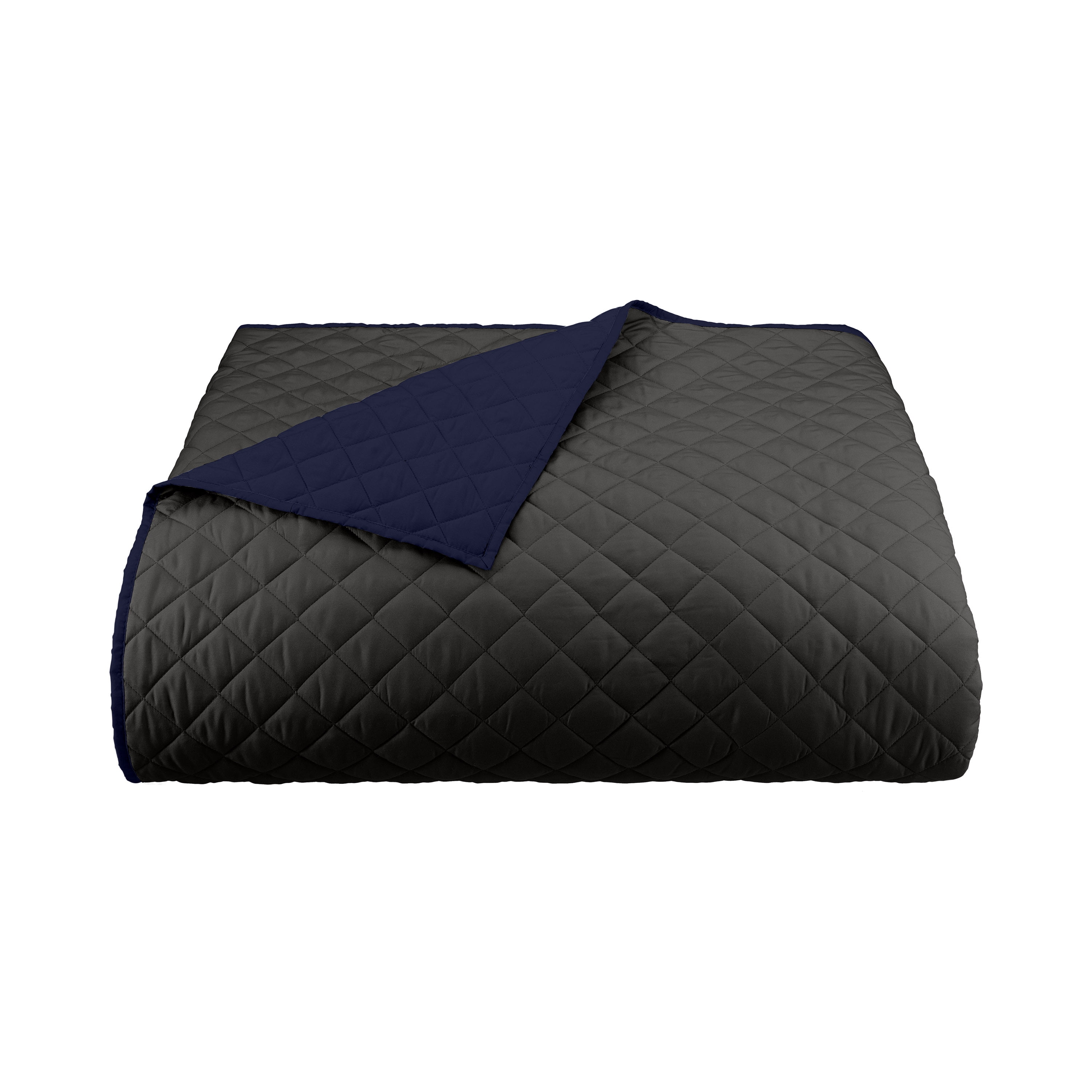 Martex Reversible Microfiber King Coverlet, Soft Lightweight Bedding, Graphite/Navy