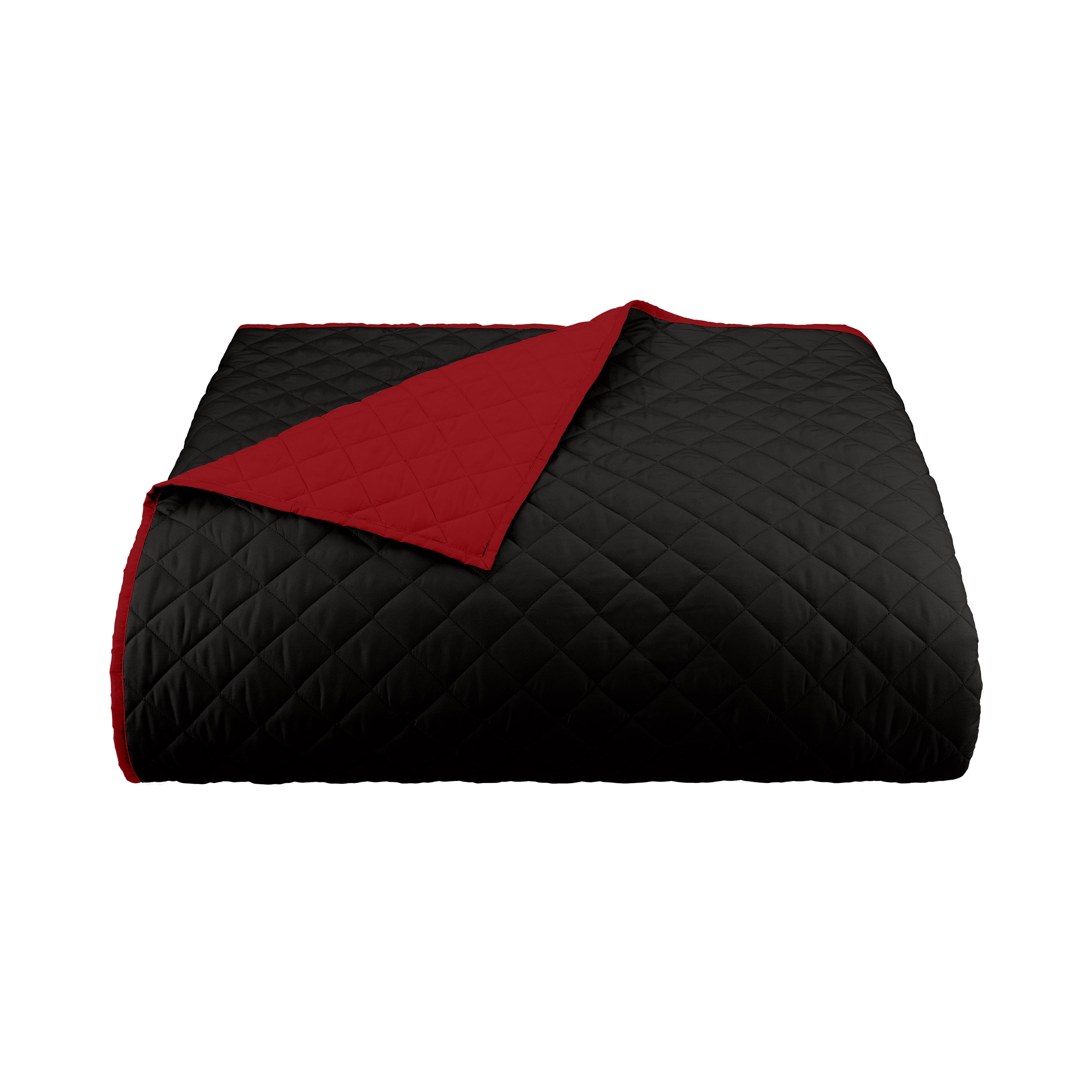 Martex Reversible Microfiber Twin Coverlet, Cozy Lightweight Bedding, Ebony/Red