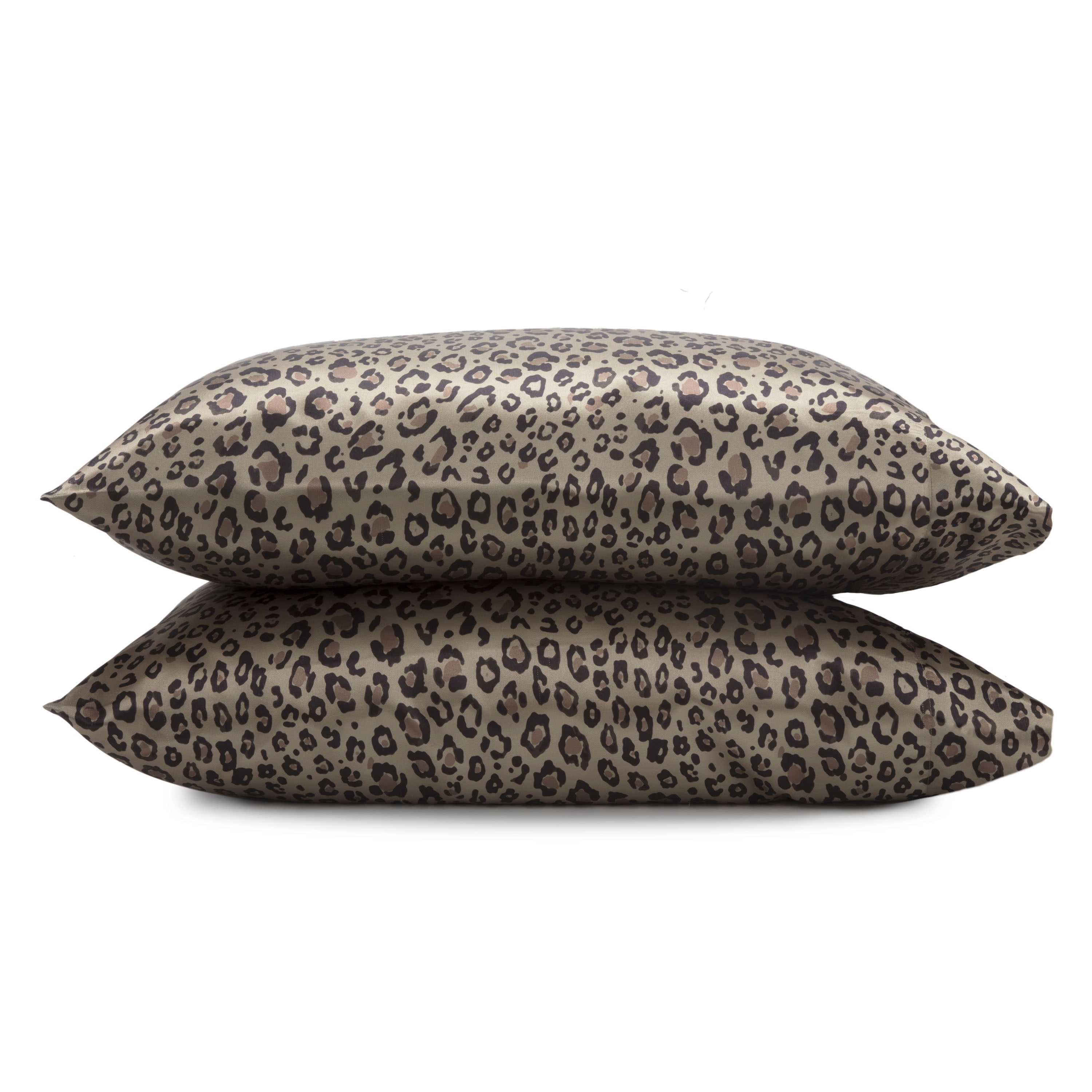 Leopard Print Satin Silk Standard Pillowcases Set of 2