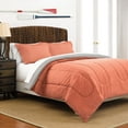 thumbnail image 1 of Martex 3-Piece King Reversible Comforter Set | Super Soft Brushed | Coral/Light Grey, 1 of 3
