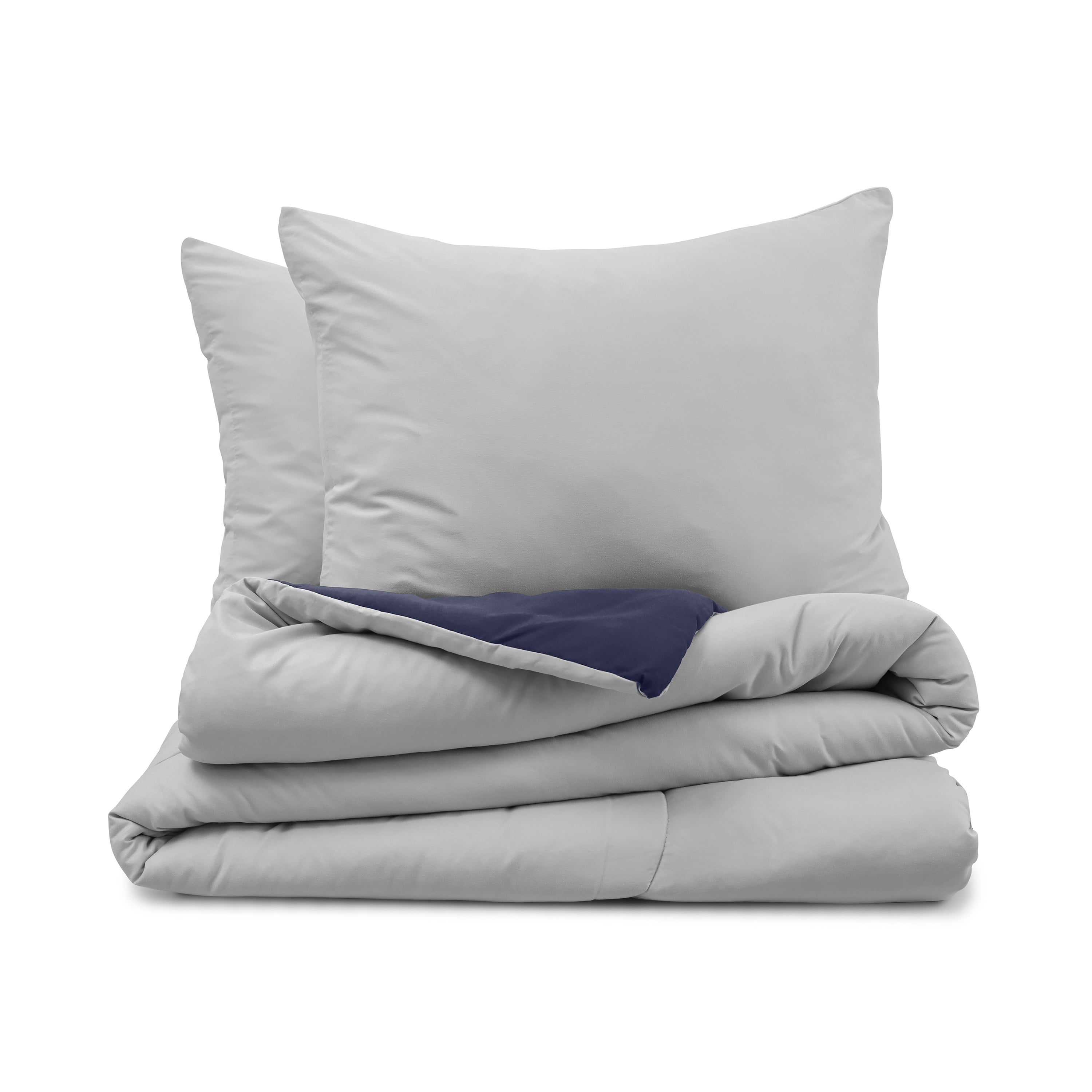 Twin Grey and Navy Reversible Microfiber Comforter Set