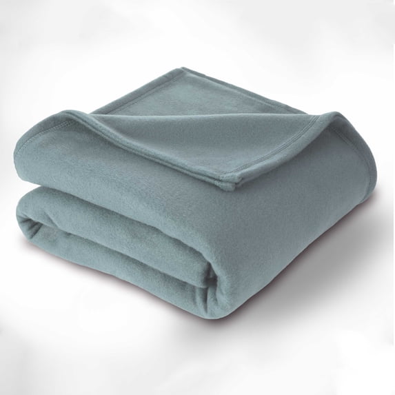 Martex Soft Fleece Lightweight Solid Bed Blanket, Dusty Blue, King