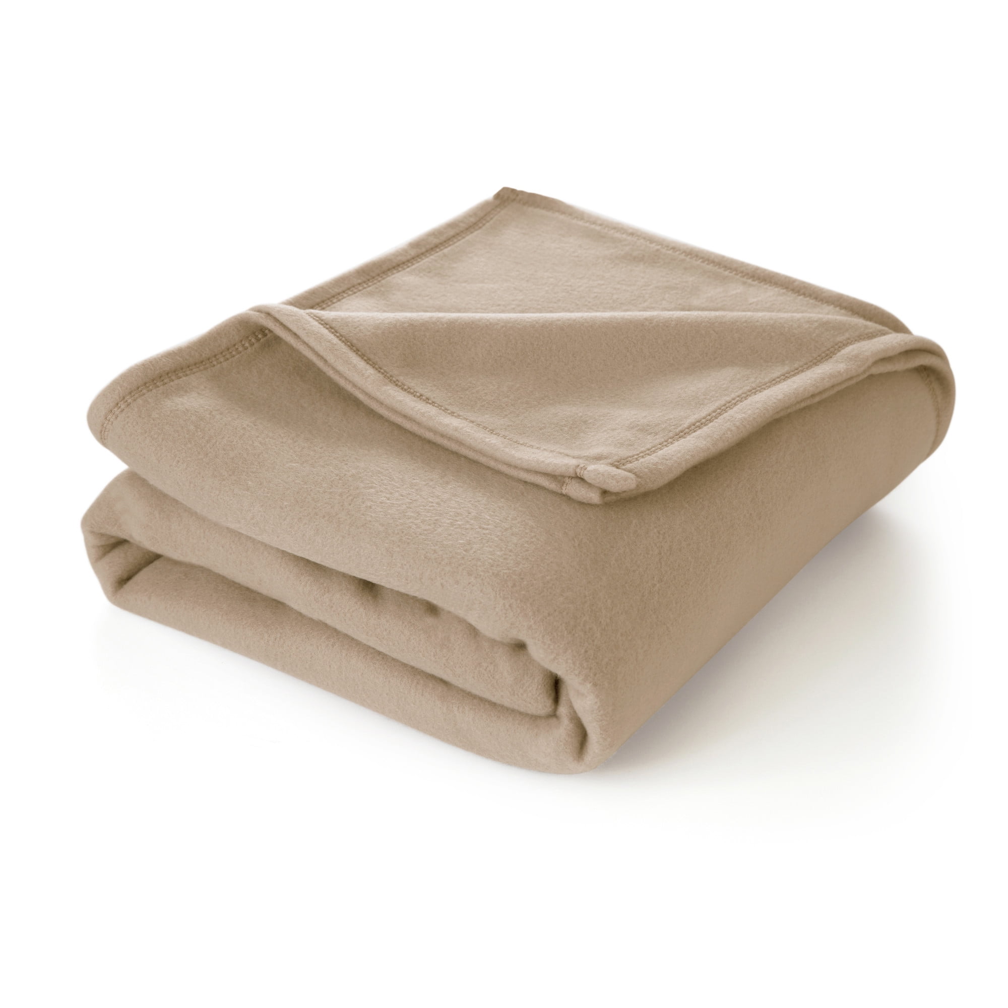 Luxurious Queen-Size Fleece Throw Blanket - Lightweight, Beige