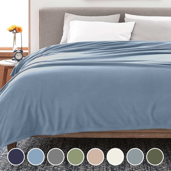 Martex Soft Fleece Lightweight Solid Bed Blanket, Slate Blue, Twin