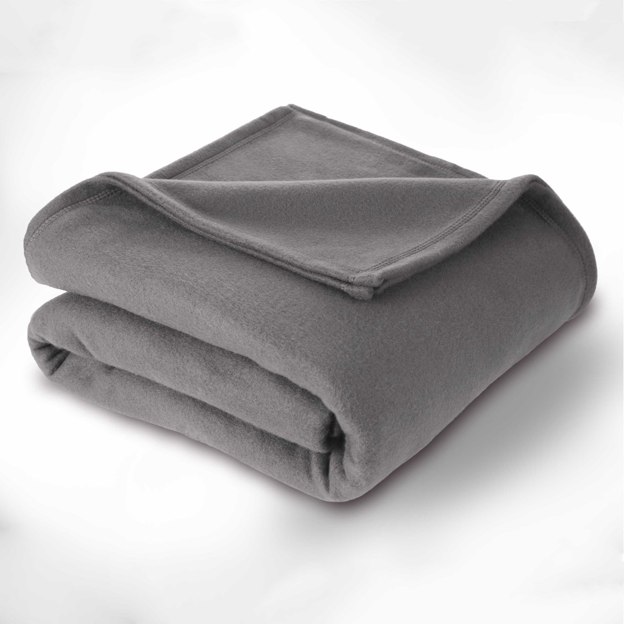 Martex Soft Fleece Lightweight Solid Bed Blanket, Gray, Twin