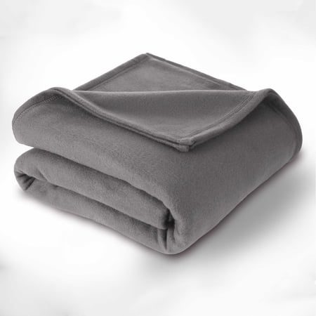 Martex Soft Fleece Lightweight Solid Bed Blanket, Gray, Twin