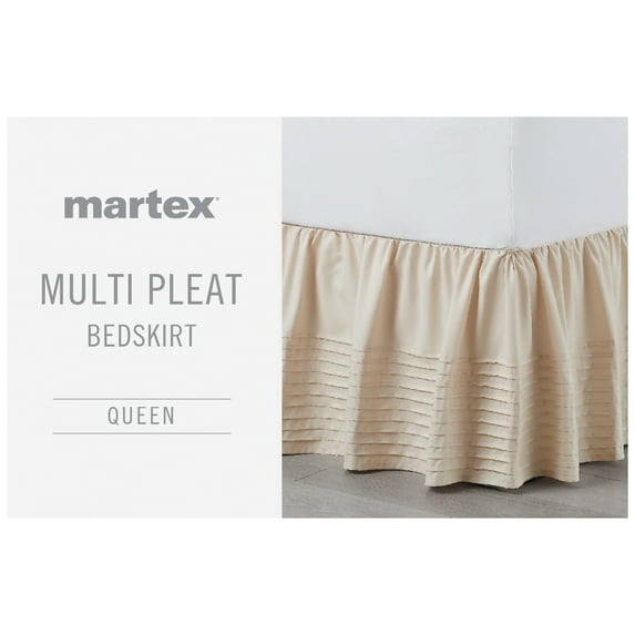 Martex Traditional,Transitional Off-White Solid Print Ruffled Polyester , Bed Skirt , Queen