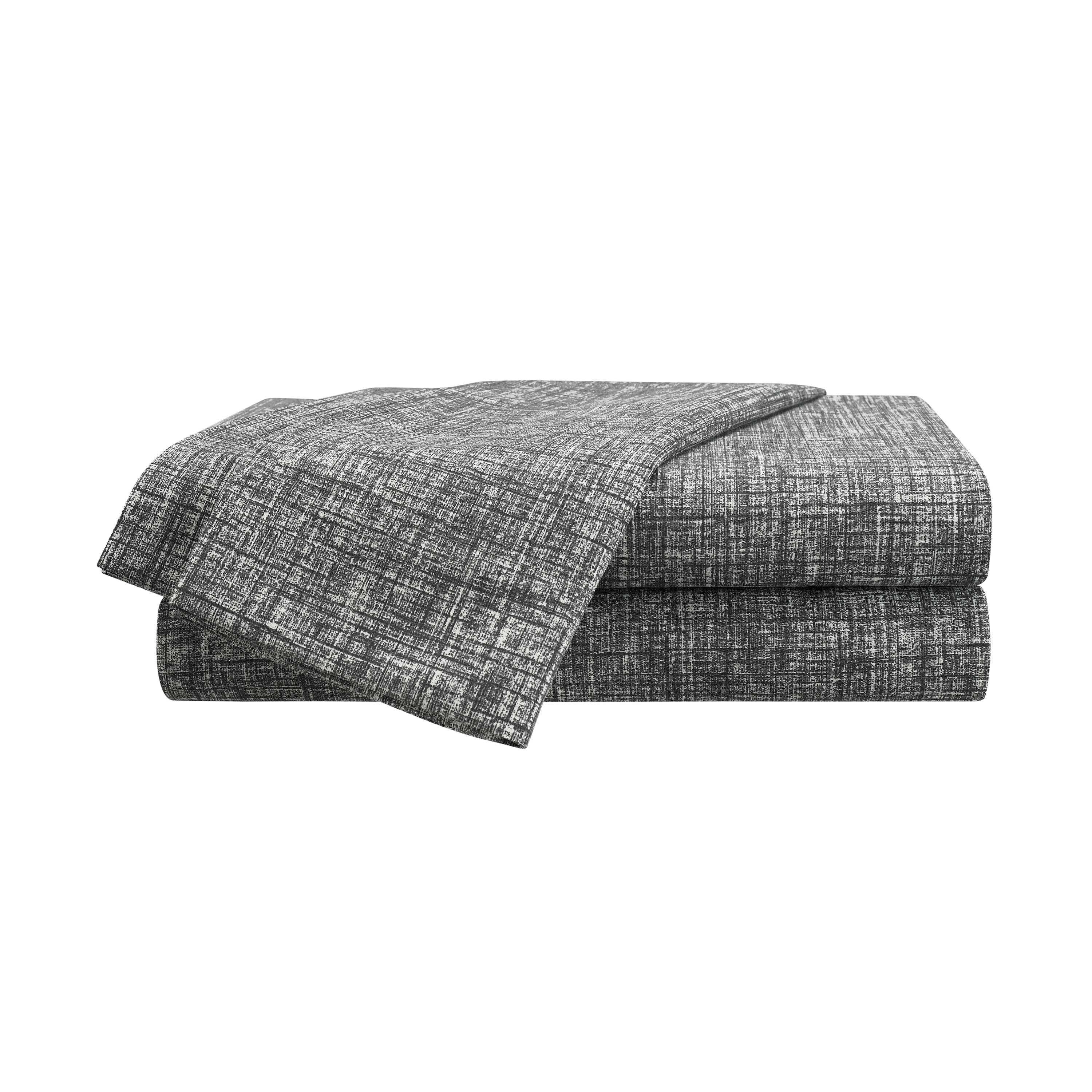 Martex Easy Living 4-Piece King Microfiber Sheet Set | Brushed Soft Easy Care | Gray Crosshatch
