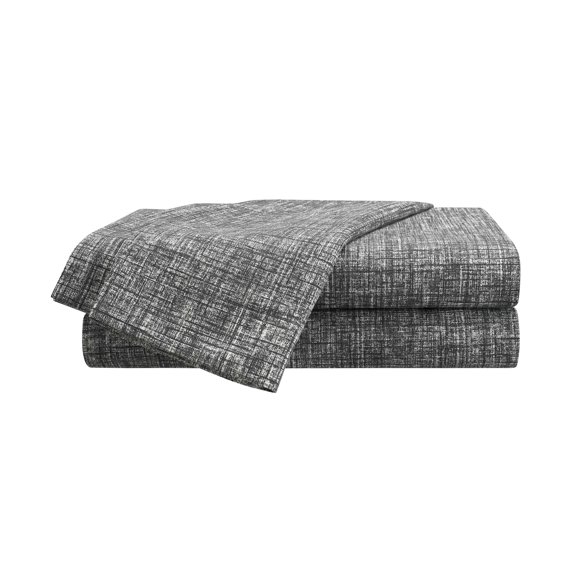 Martex Easy Living 4-Piece King Microfiber Sheet Set | Brushed Soft Easy Care | Gray Crosshatch