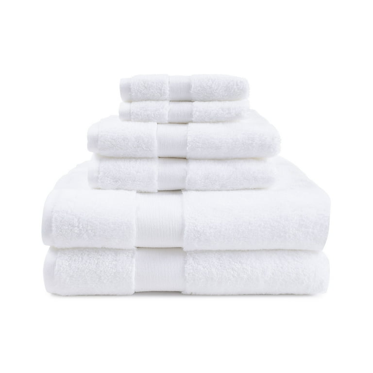 Wealuxe Cotton Bath Towels - 24x50 inch - Lightweight Soft and Absorbent Gym Pool Towel - 6 Pack - White
