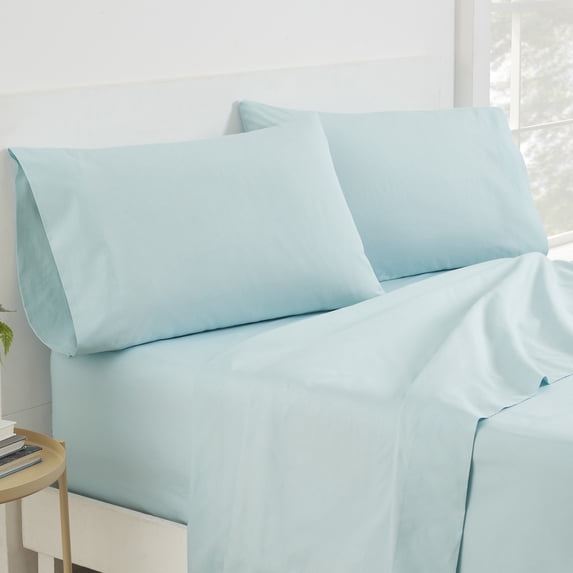 Martex Transitional, Traditional, Contemporary 225 Thread Count Blue Cotton Sheet Sets, King, (4 Pieces)
