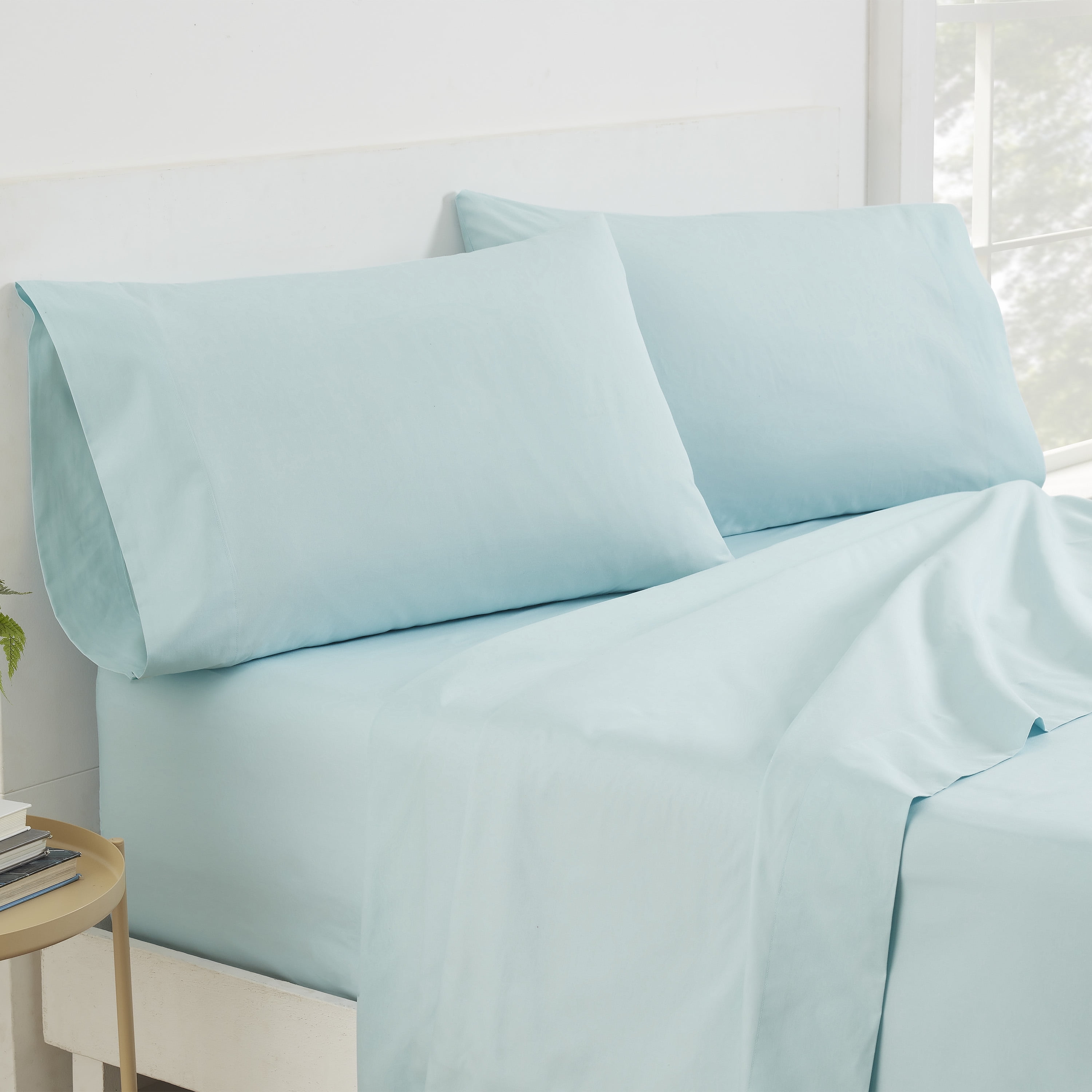 Martex Transitional, Traditional, Contemporary 225 Thread Count Blue Cotton Sheet Sets, Queen, 4 Pieces