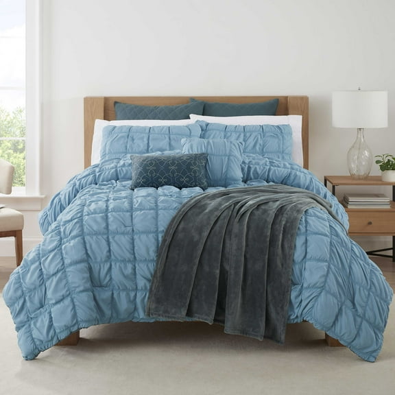 Martex Troy King Blue 8-Piece Bed in a Bag Comforter Set