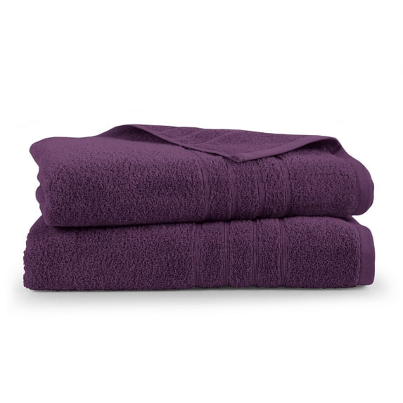 Martex 2-Pack Bath Sheet Set | 100% Cotton Extra Large 33" x 65" Towels | Dark Purple