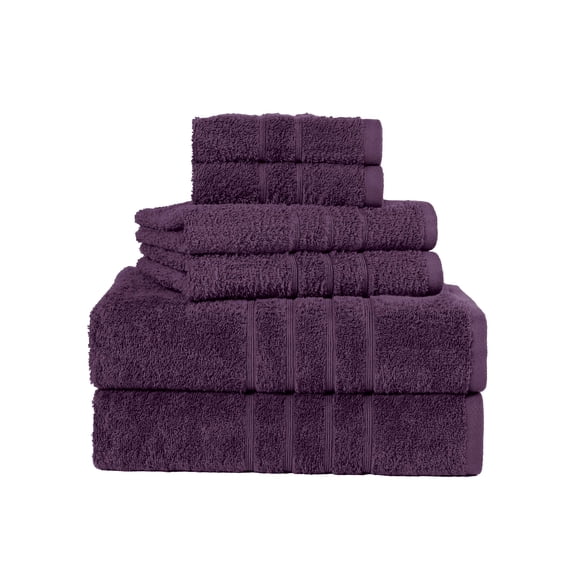 Martex 6-Piece Towel Set | 100% Cotton Soft & Absorbent Bath Towels | Dark Purple