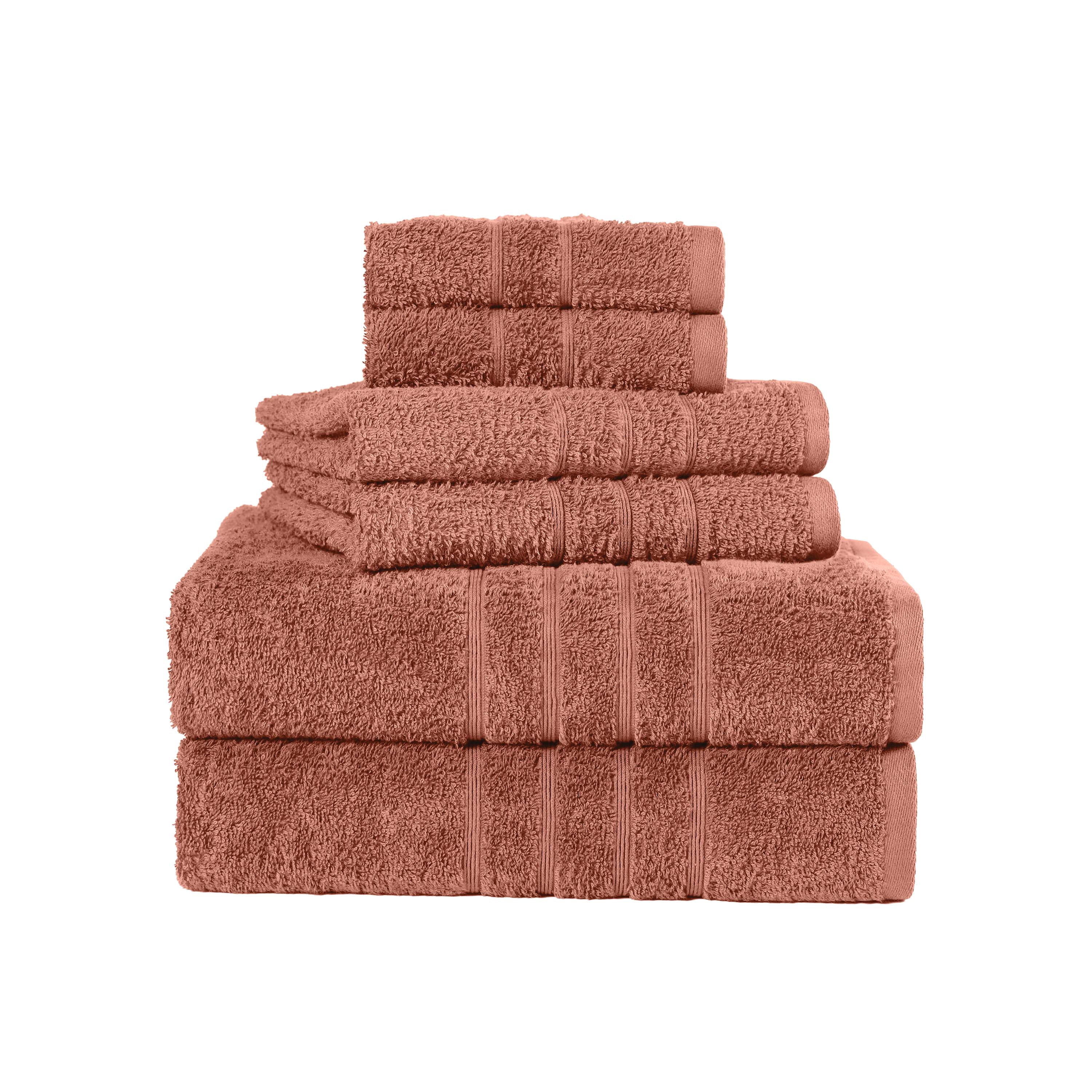 Martex 6-Piece Towel Set | 100% Cotton Soft & Absorbent Bath Towels | Terracotta
