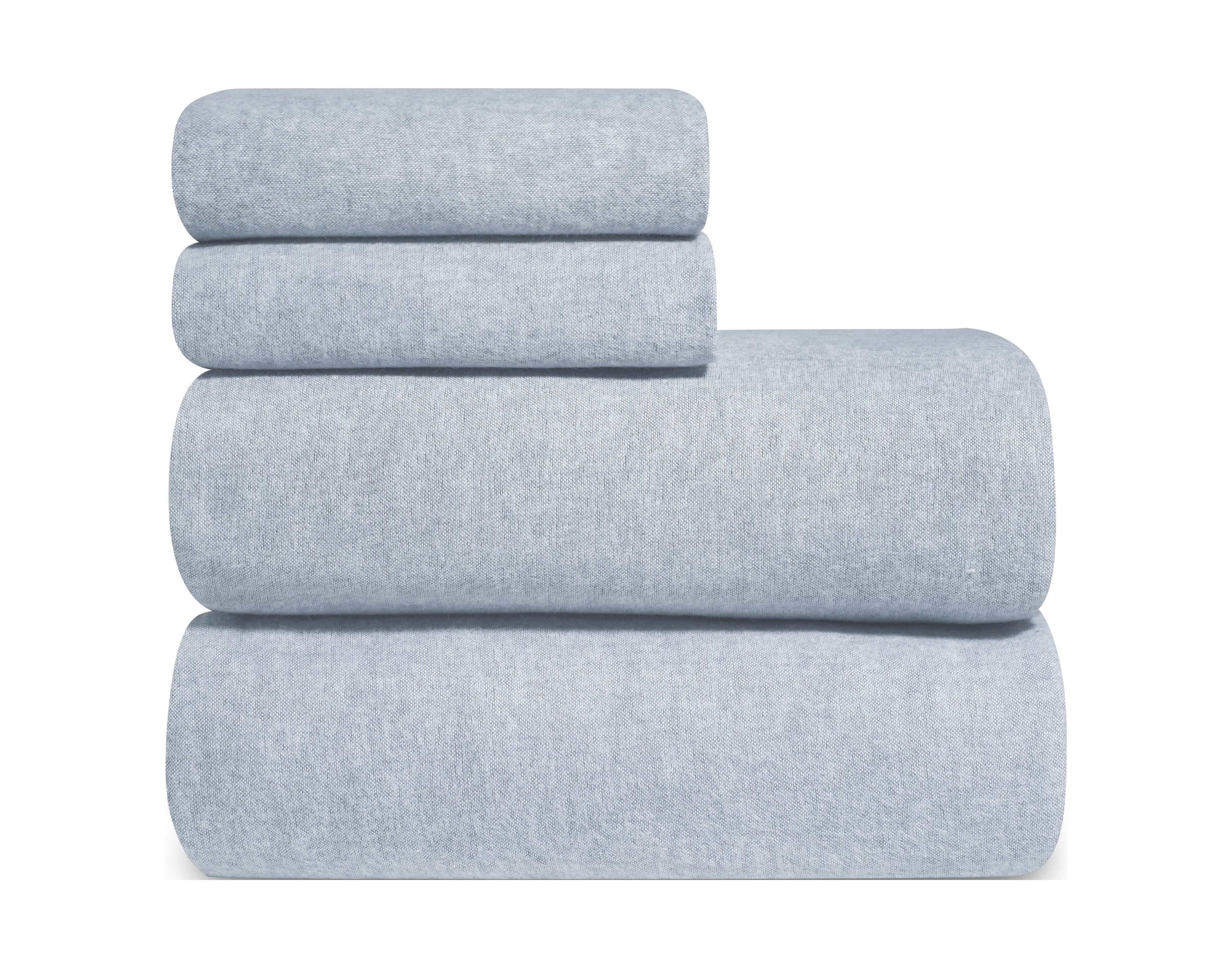 Martex Yarn Dyed Flannel Full Light Blue Chambray Sheet Set