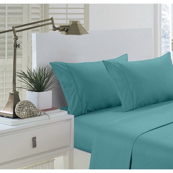 Martha Collection 1800 Series Embossed Deep Pocket Sheet Set - Super Soft & Wrinkle Free - Luxurious Bed Sheets Set (Twin Extra Long, Aqua)