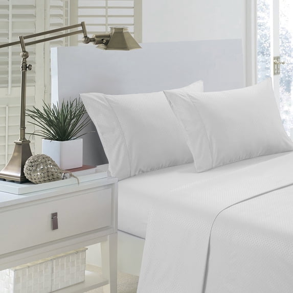 Martha Collection 1800 Series Embossed Deep Pocket Sheet Set - Super Soft & Wrinkle Free - Luxurious Bed Sheets Set (Twin, White)