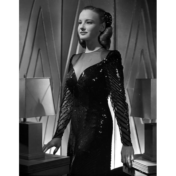 Martha Holliday Shiny V-neck Dress and standing Portrait Photo Print (24 x 30)